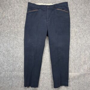Vintage Polo Ralph Lauren Pants Men's 36x28 Blue Cotton Lamb Suede Leather Chino